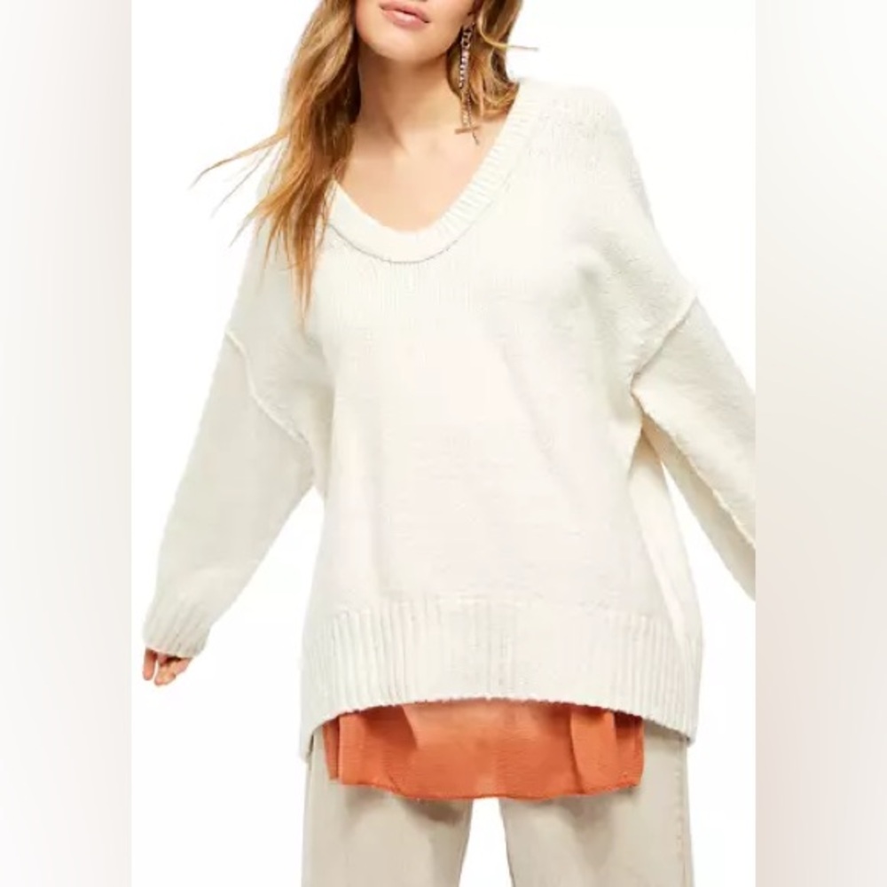 Free People Brookside Tunic Sweater Cream